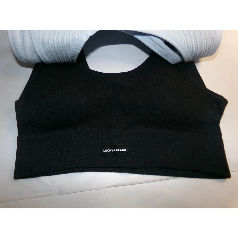 Lucky Brand SZ SMALL Ribbed Seamless Bralettes 3 Pack Wireless~Multicolor
